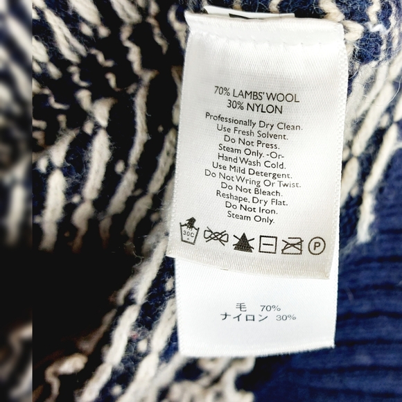 Eddie Bauer Womens Lambs Wool Nordic Snowflake Snap Shawl Collar Sweater Sz PM - Picture 5 of 6